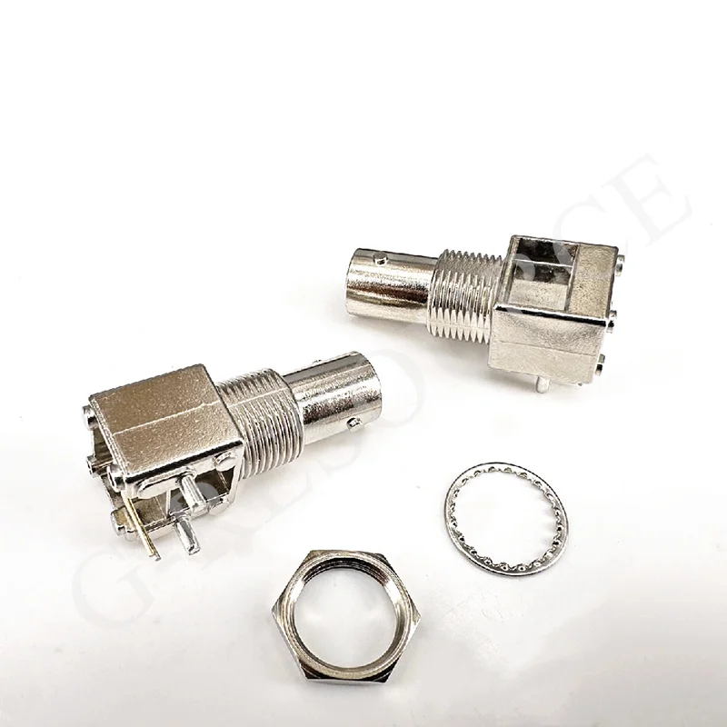 2pc RFhead BNC-KWE female connector Q9 antenna socket positive 4th pin video monitoring PCB board 90-degree integrated connector