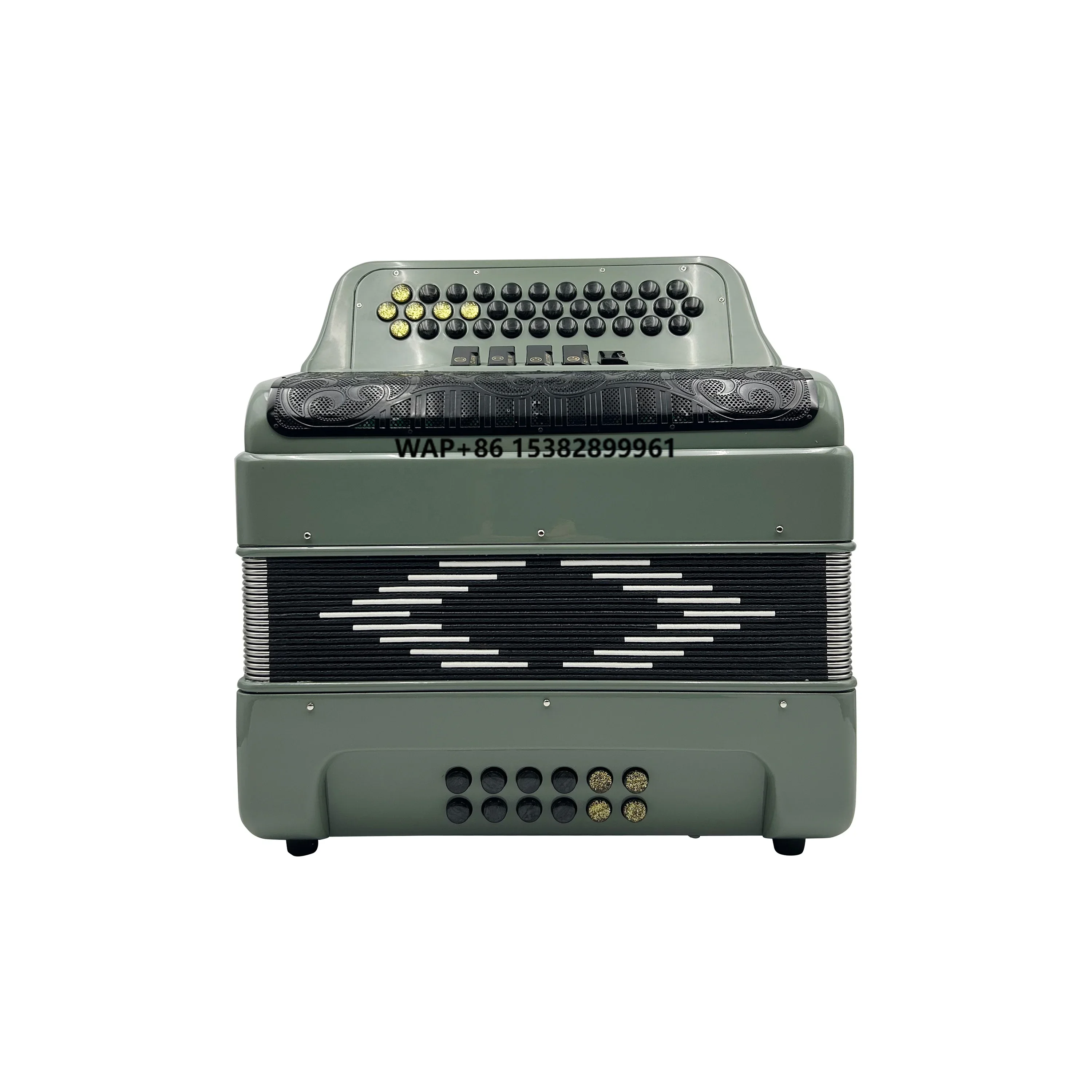 

SEASOUND Professional 34-Button 12-Bass 5-Register Sky Grey Accordion with Black Grill JB3412D OEM Instrument