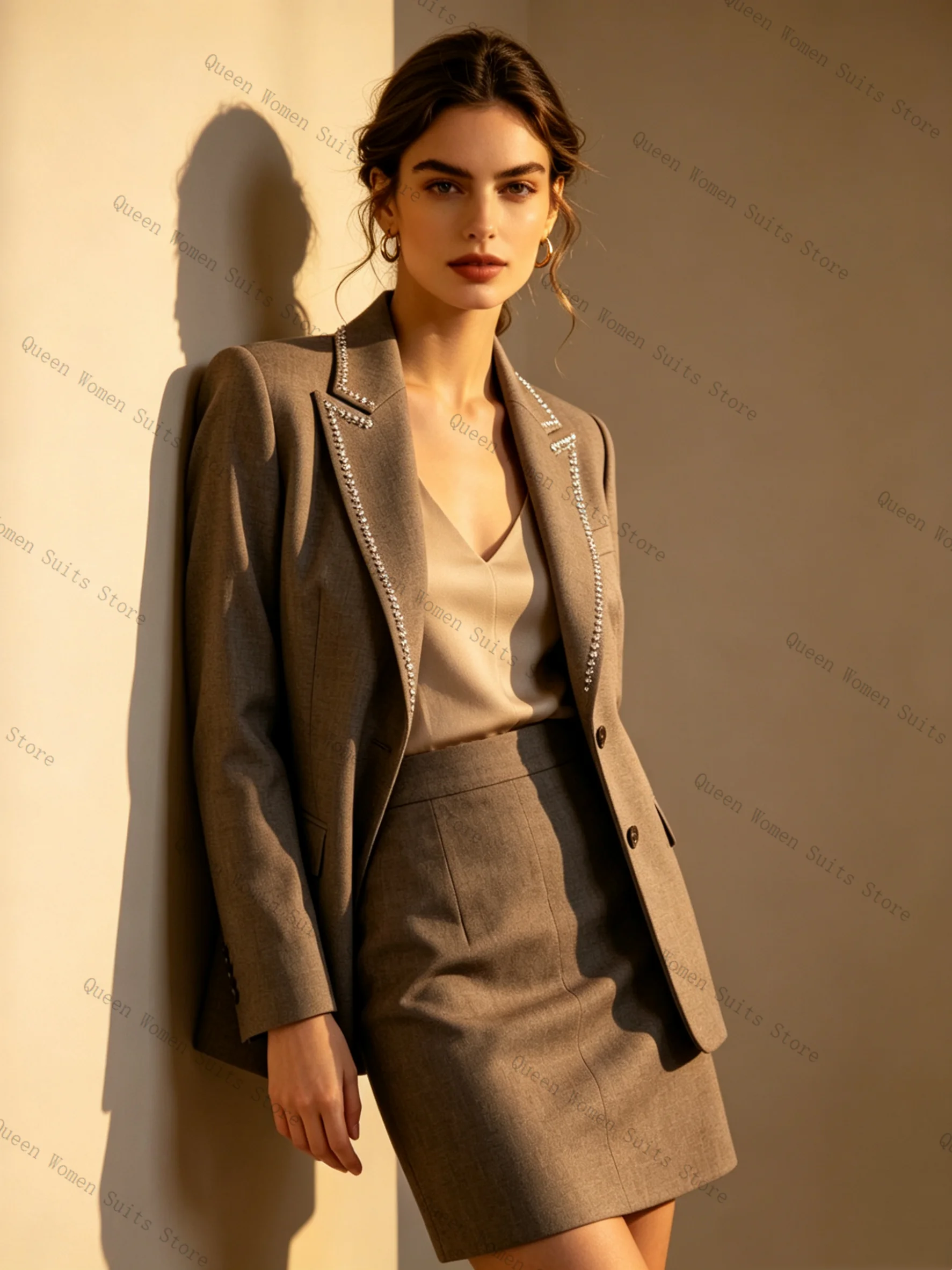 봄 크리스탈 여성 정장 스커트 세트 2피스 블레이저 프 - Women'S Formal Jackets To Wear With Dresses 리뷰 및 가격