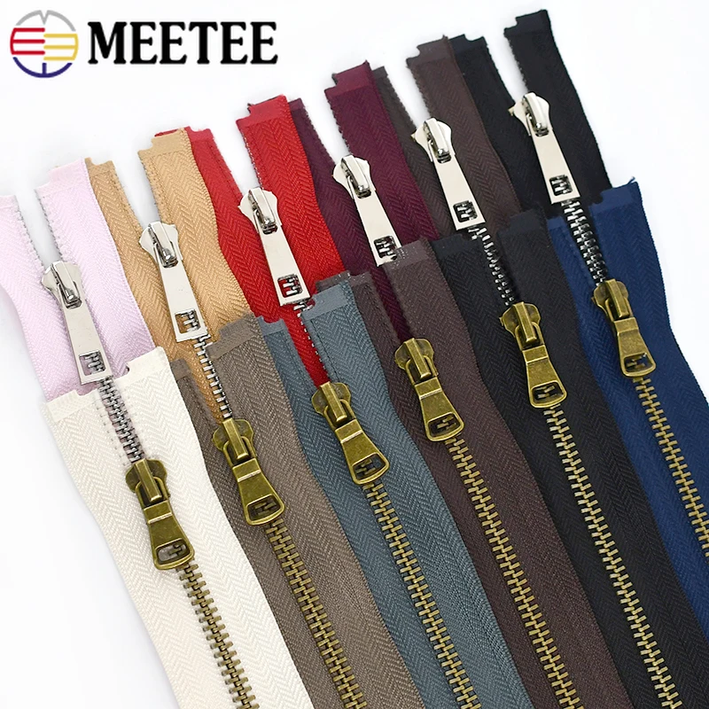 4/10Pcs 5# Metal Zipper 40-80cm Open-End Zippers Backpack Jacket Garment Pocket Decor Zip Repair Kit DIY Sewing Accessories