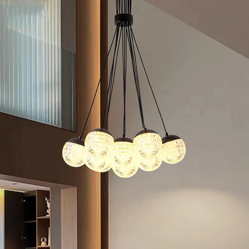 Modern White Glass Ball Chandelier Simple Ball Bubble Hanging Light for Living Room Bedroom Dining Room Lighting Indoor Lighting