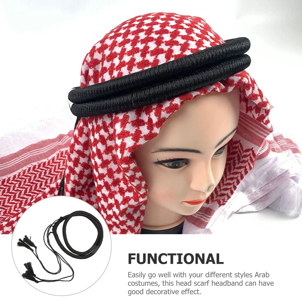 

Men Arab Headband PU Material Braided Head Scarf Rope for Costume Party Cosplay Halloween Arabian Shemagh Head Wrap Accessory