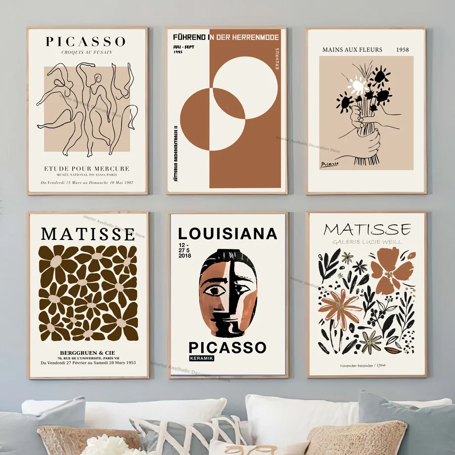 Trendy Gallery Wall Exhibition Matisse Picasso Museum Bauhaus Wall Art Canvas Painting Posters Prints For Living Room Home Decor