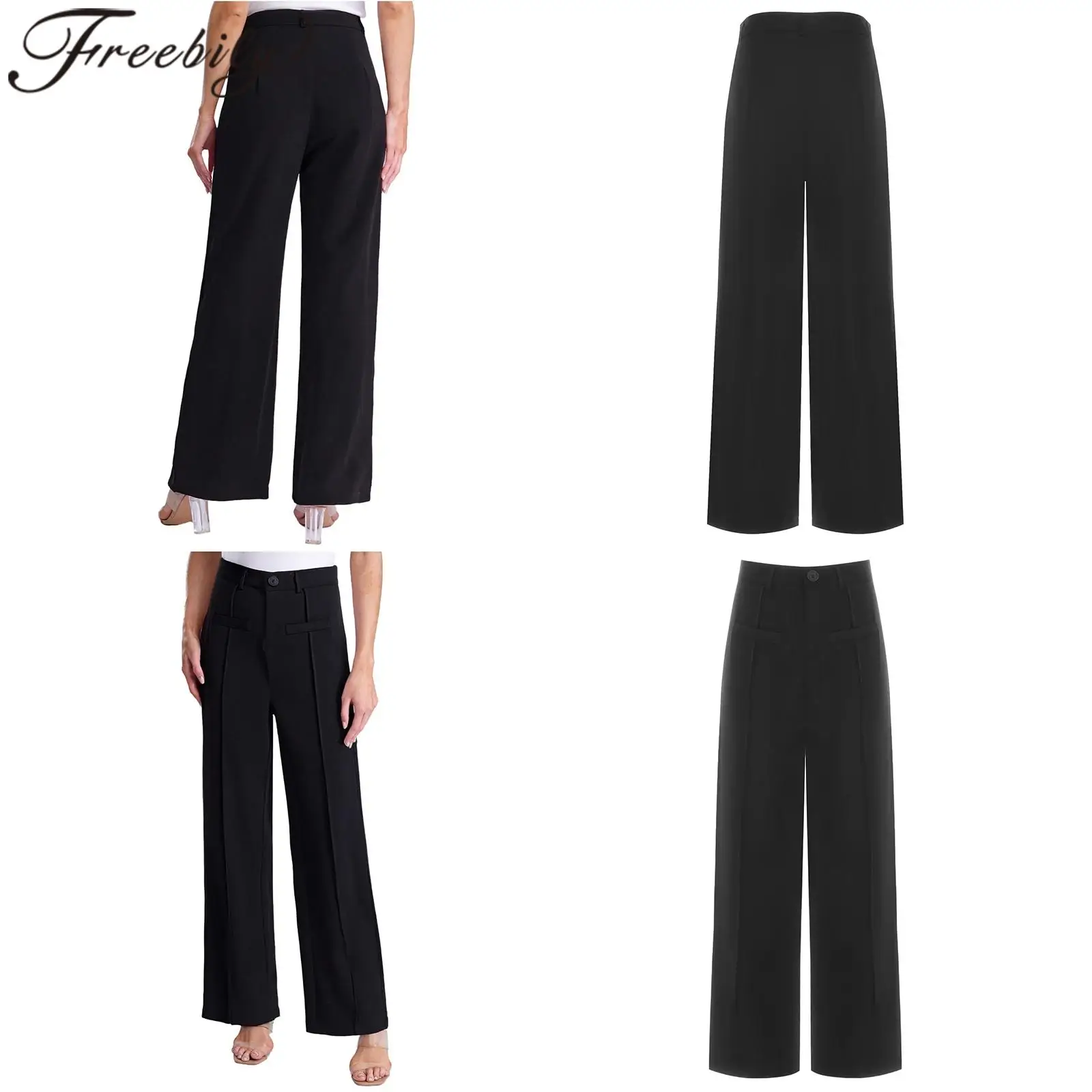 Women Clothes High Waist Straight Wide Leg Long Pants Trousers Work Pants Office Lady for Business Casual Dress Pants
