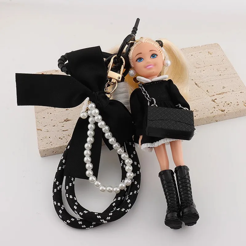 

Fashion Doll Keychain Wristlet - Adorable Blonde Doll Carabiner, Detachable Strap for Purse Keys Gift
