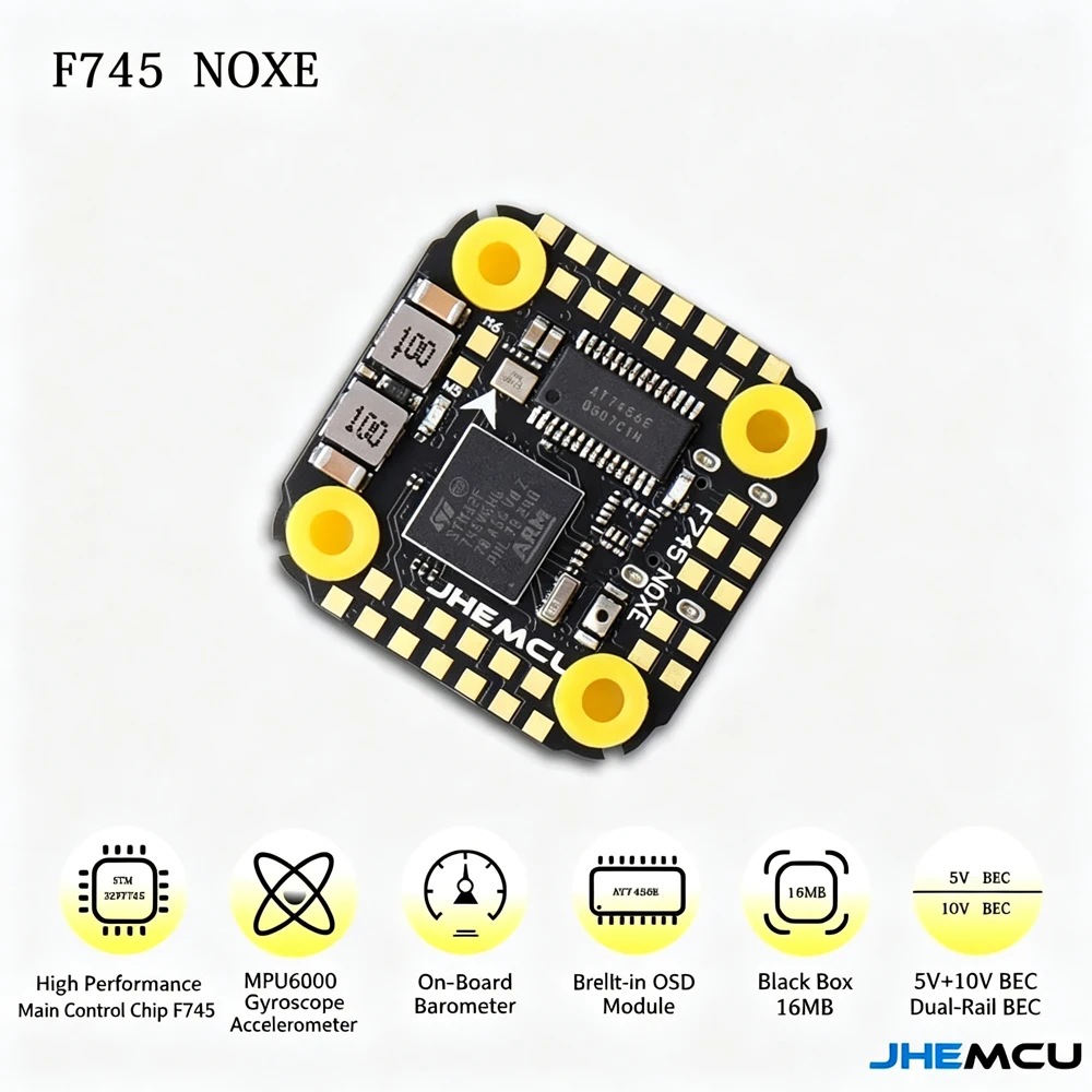 JHEMCU F745 Mini Stack F745 Flight Controller AM32 60A 4-in-1 ESC Combo 3-6S 20x20mm for RC FPV Drone Racing Freestyle DIY Parts
