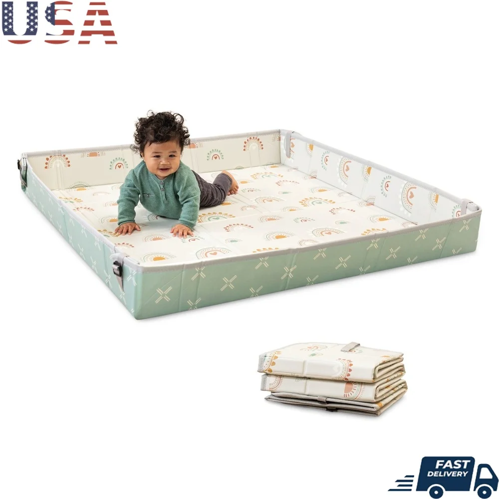 بساط لعب رغوي ناعم قابل للطي بألوان قوس قزح للأطفال والأطفال الصغار غير قابل للانزلاق مقاوم للماء على الوجهين تصميم محمول سهل التنظيف 59 بوصة #1