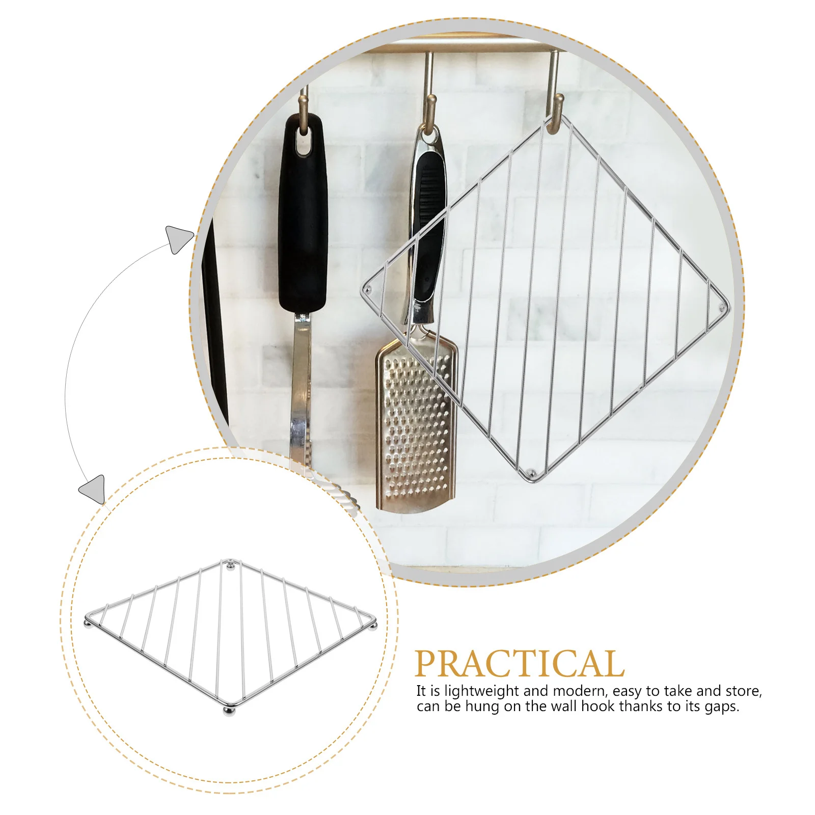 

3Pcs Metal Insulation Pad Iron Square Table Mat Heat Resistant Non-Slip Pot Holder for Kitchen Dining Table Countertop Use