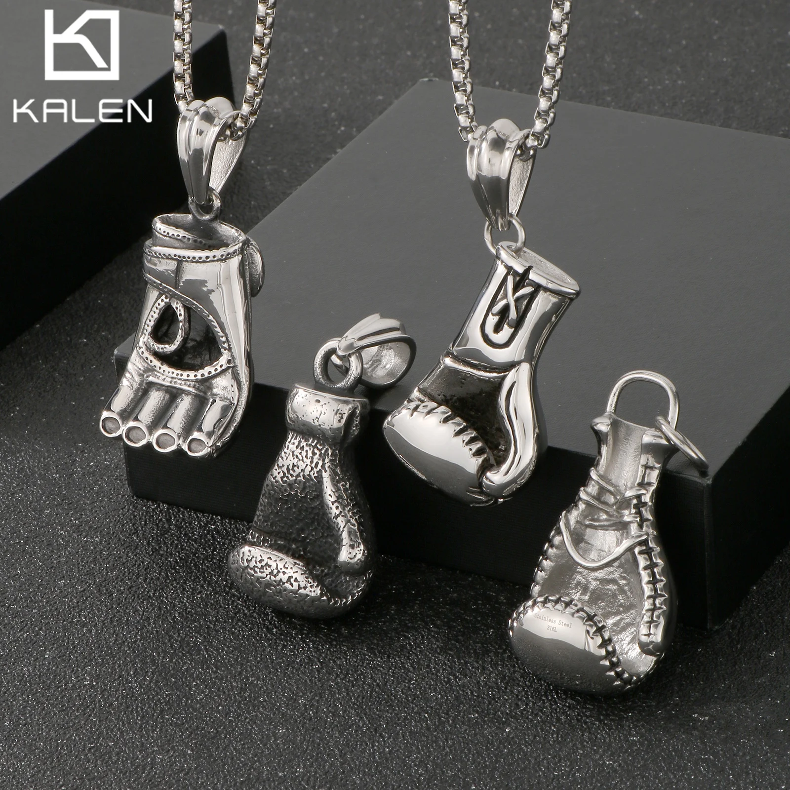 Gym Sports Gloves Pendant Necklace - Stainless Steel Pendant - KP45752-BD