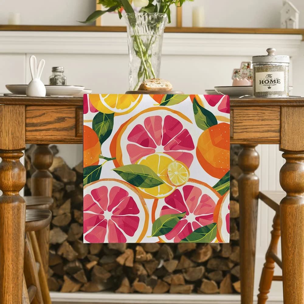 Orange Fruit Watercolor Table Runners Washable Dresser Dining Coffee Table Runner Wedding Holiday Party Decor