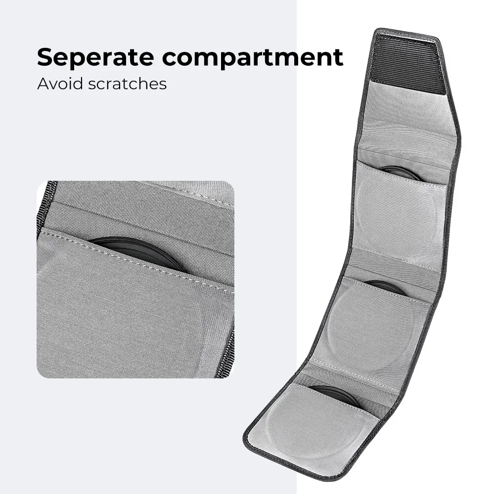 K&F Concept 3 Pockets Lens Filter Case Waterproof Carrying Filters Bag Pouch for UV ND CPL Camera Filters Up to 49mm - 82mm