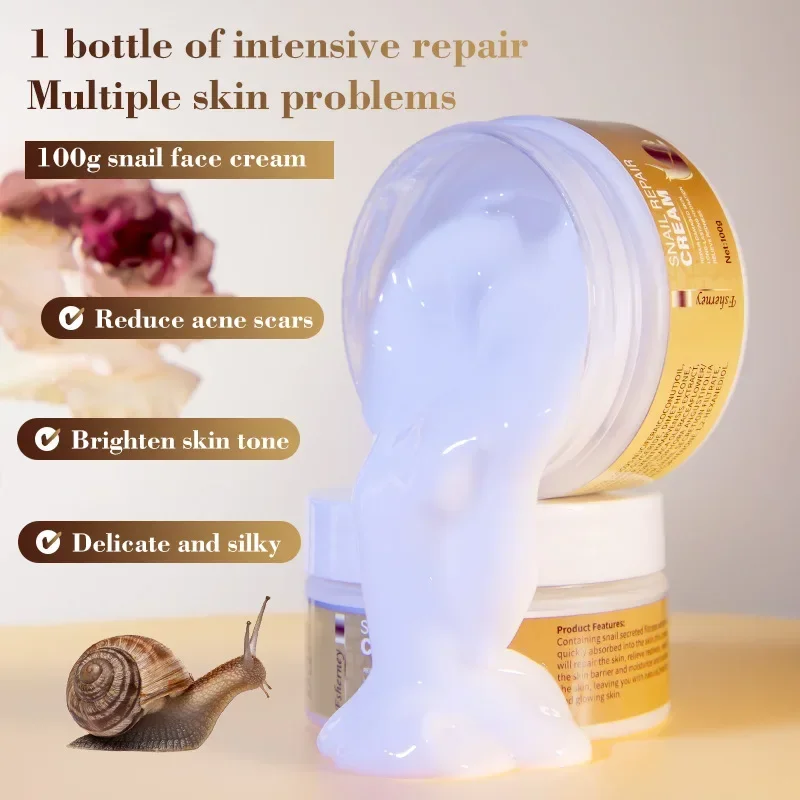 Snail Repair Cream 100ml for Damaged Skin Long-lasting Hydration Redness Relief Moisturizing Care