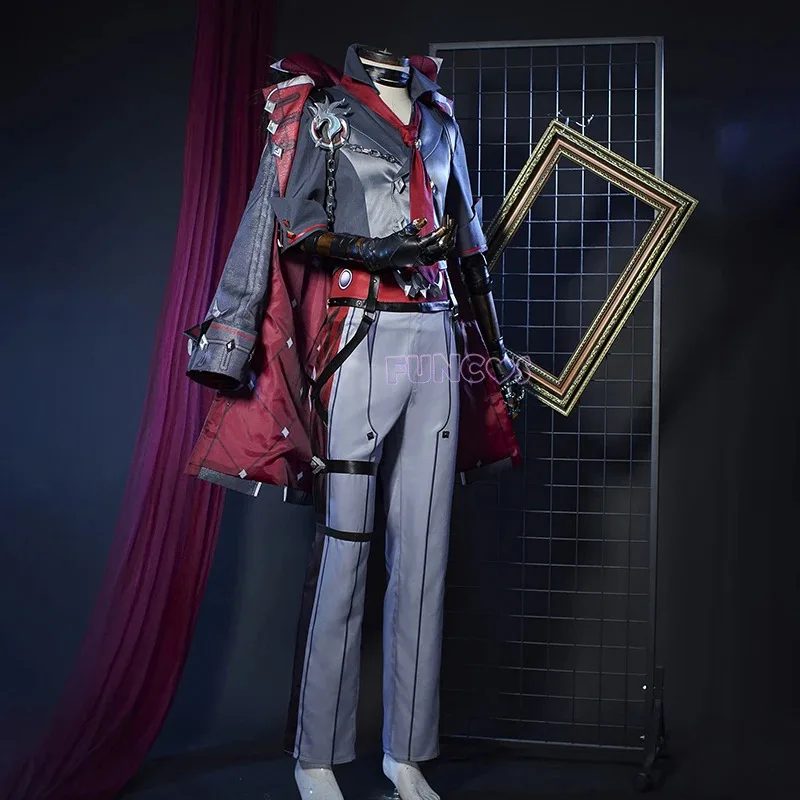 

DY20Wriothesley Cosplay Costume Wig Uniform Game Genshin Impact Fontaine Duke Cloak Top Pants Leggings Gray Black Hair Earring P