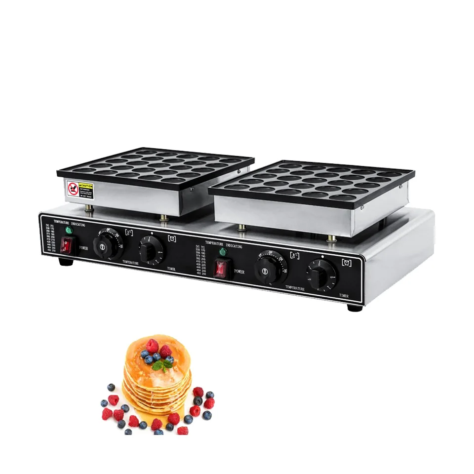 

Commercial Use Nonstick 110v 220v Electric Double 25-cavity 1.8" Poffertje Mini Dutch Pancake Maker Japanese Round-shaped Style