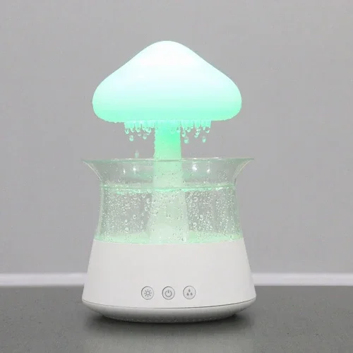 OEM Remote Electric Steam Humidifiers New Design 7 color LED nigh light water drip sound cloud raindrop humidifier