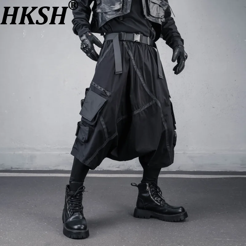 HKSH Spring Summer Autumn New Men Tide Waste Land Safari Style Dark Y2K Hip Hop High Street Pocket Chic Vibe Cargo Pants HK28023