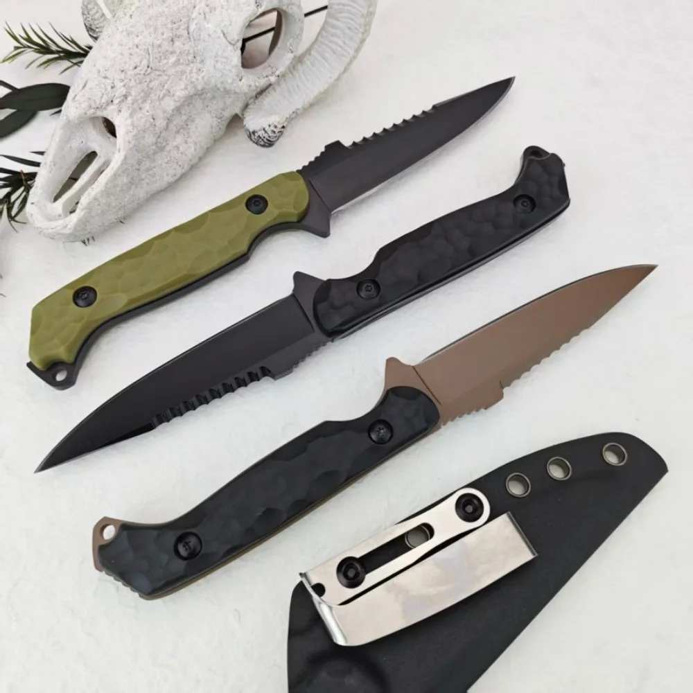 TOOR Outdoor Exploration Essential Fixed Blade Knife with K Sheath Serrated Spine Design Hight-quality Jungle Hunting Multi-tool