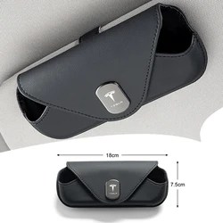 High Quality Leather Car Sun Visor Glasses Case Box Sunglasses Storage Clip For Tesla Model 3 Model S X Model Y Roadster SpaceX