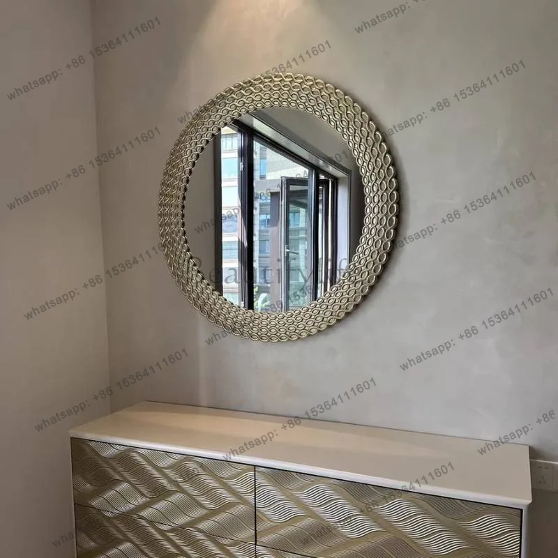 

Gold Frame Decorative Mirrors Round Toilet Luxury Salon Aesthetic Make Up Mirror Wall Vanity Espejos Para Pared Bedroom Stuff