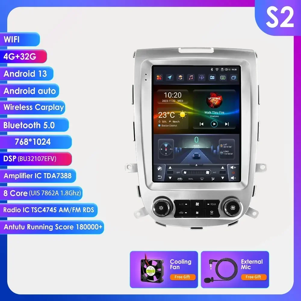 9,7'' 7862 8-core 360 ° Draadloze CarPlay Android autoradio voor Hyundai Santa Fe 2 2006-2012 GPS Multimedia Stereo Head Unit