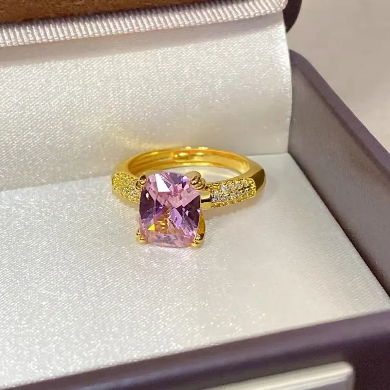 

Модное темпераментное прямоугольное кольцо с розовым бриллиантом Argyle, светлое, роскошное, универсальное, с высоким смыслом, ограненное птичье гнездо, голубиное яйцо, бриллиант