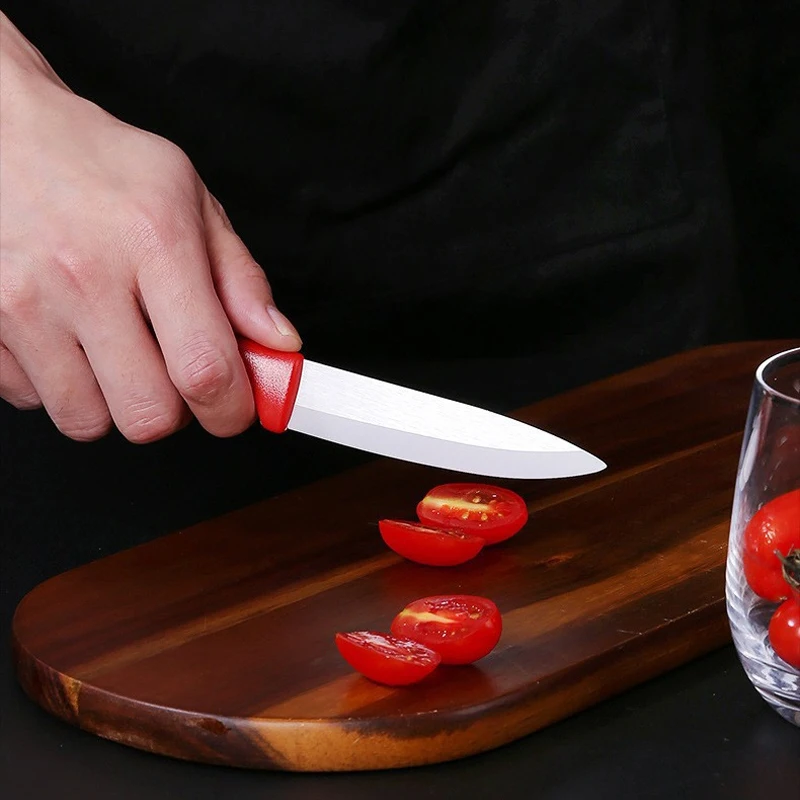 Professional ceramic kitchen knife - 1/3 set of kitchen cooking accessories. Fruit knife with knife sheath and anti-slip handle.