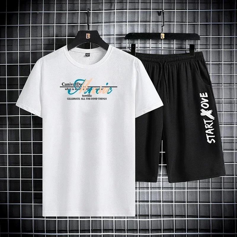 T-shirt pour hommes ensemble été Manga T-shirt hauts ours ample Graffiti T-shirt mode Goth décontracté imprimé à manches courtes respirant hommes costume