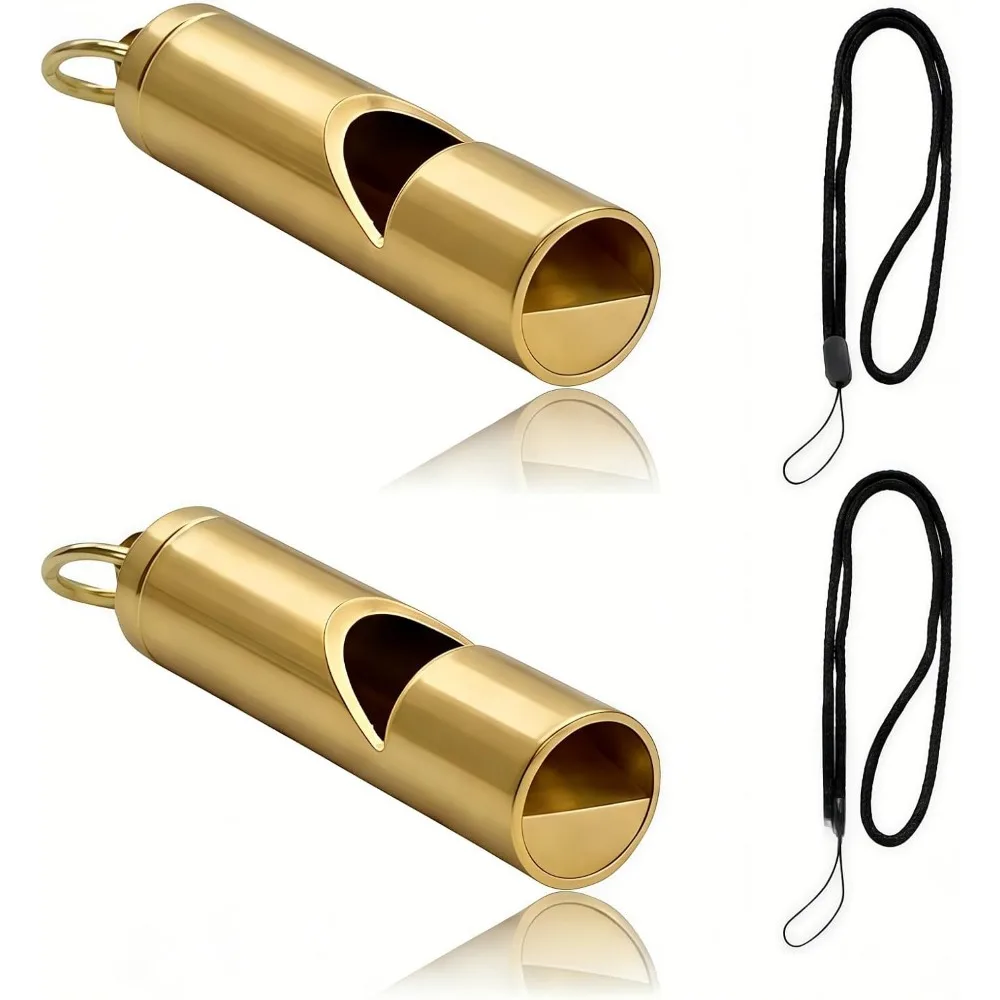 Durable Brass Whistle for Outdoors, Emergency Use, Attachable to Keychain or Neck