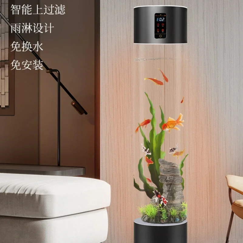 Acrylic Living Room Intelligent Ecological Fish Tank Installation-Free Change Water Large and Medium Vertical Rain Aquarium