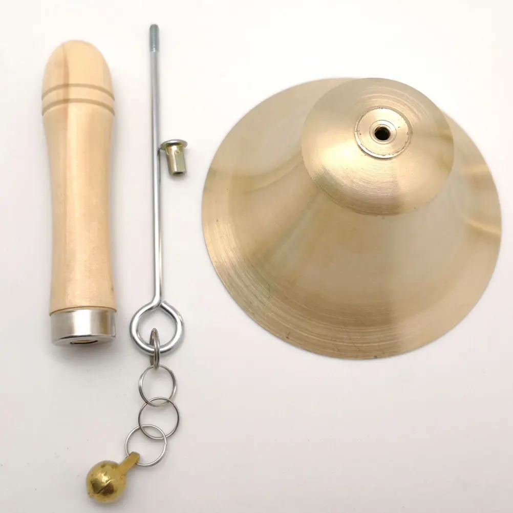 Copper Handbell with Wooden Handle Lightweight Loud Clear Sound for Dinner Party Home School Restaurant Christmas Decoration
