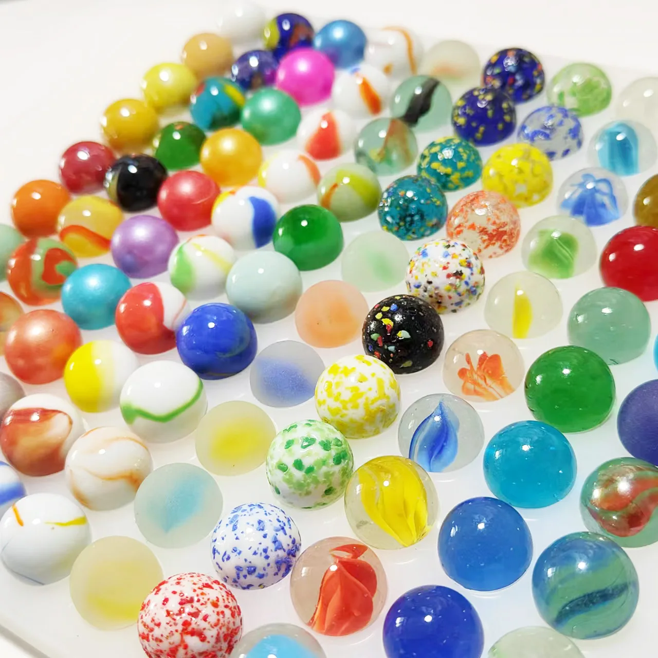 16mm Star Speckled Glass Marbles Multi Color Four-Petal Flower Design For Dig Treasure Game Fish Tank Garden Potted Path Decor