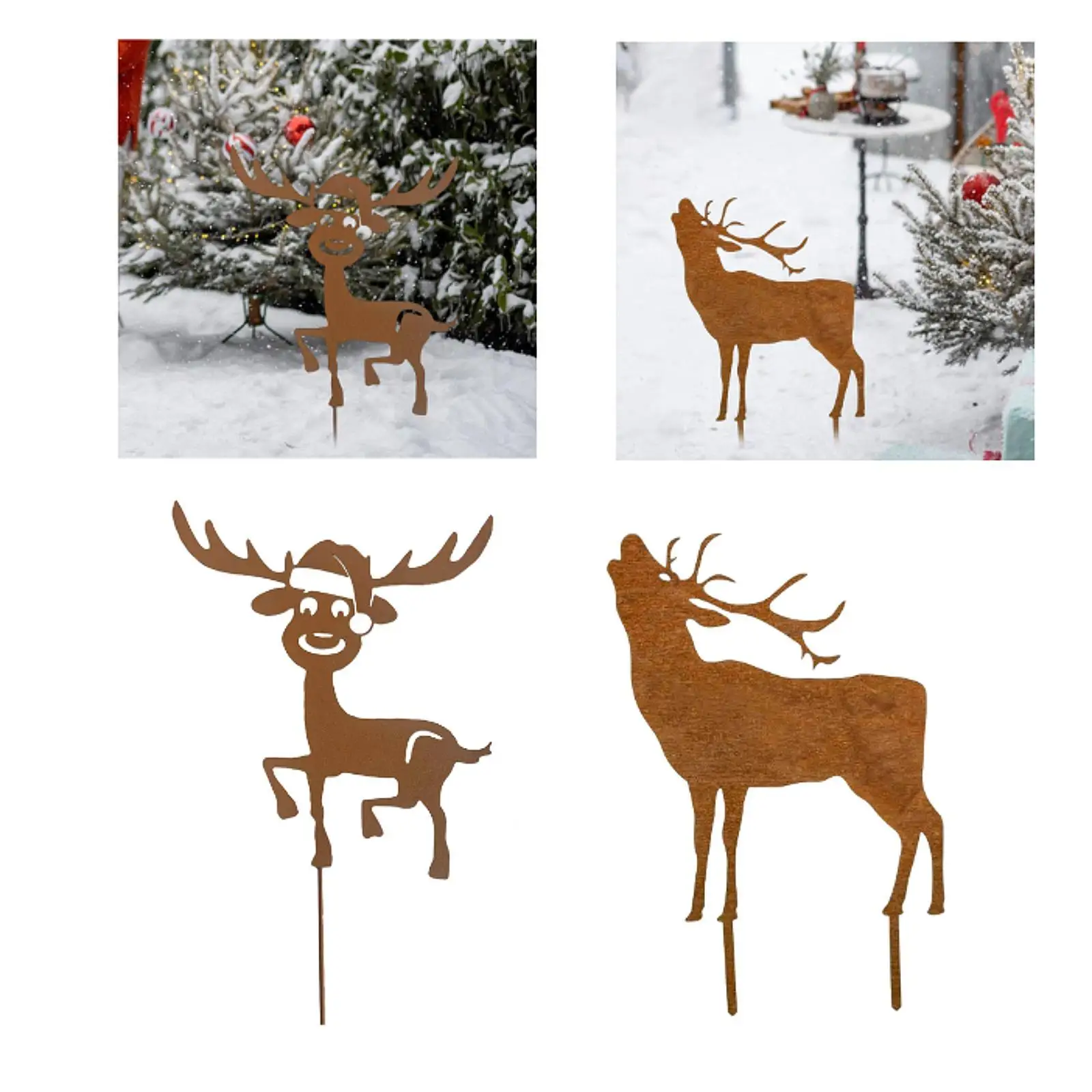 Garden Stake Statue,Decorative,Waterproof,Reindeer Metal Silhouette Christmas Decoration Yard Sign for Courtyard Xmas Pathway