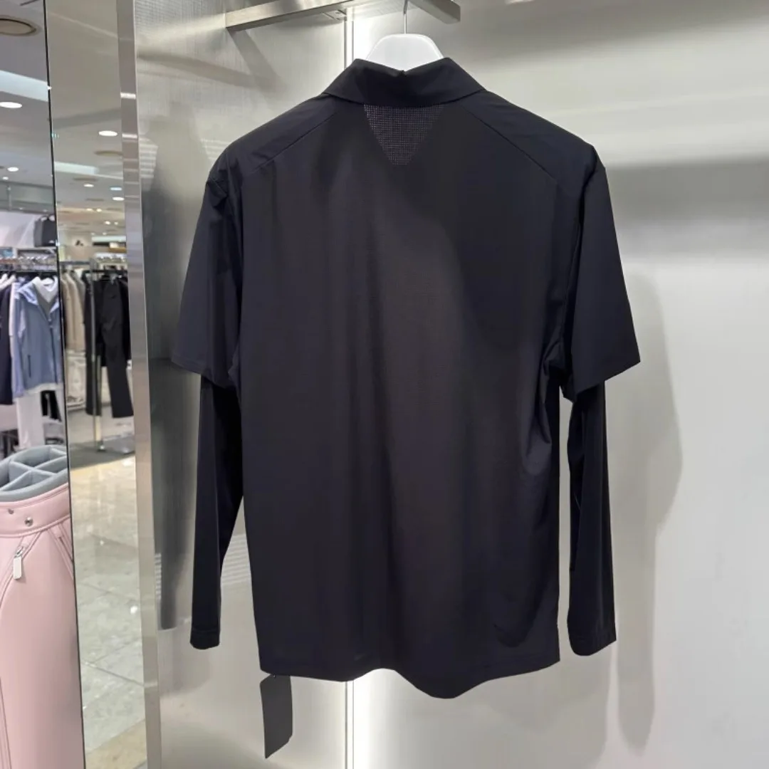 Men's Golf Long Sleeve T-Shirt 2026 Fall New Original Korean Faux Two-Piece Lightweight Cooling Breathable QuickDry Outdoor