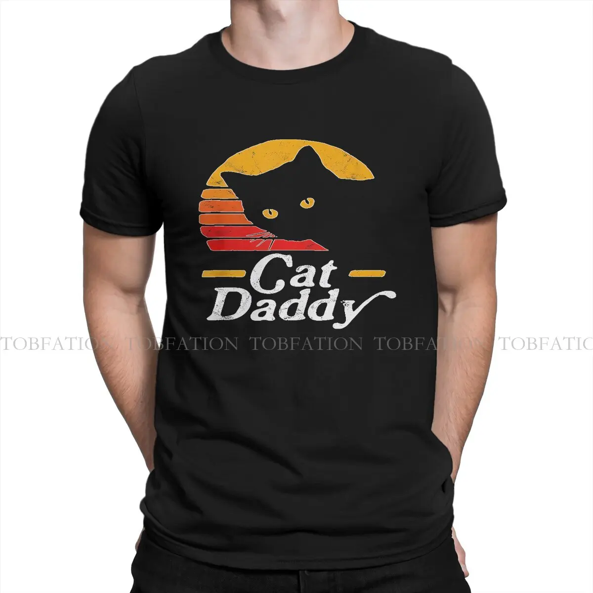 Cat Daddy Eighties Style Round Collar TShirt Father Day Pure Cotton Original T Shirt Man's Clothes New Design Oversized Big Sale