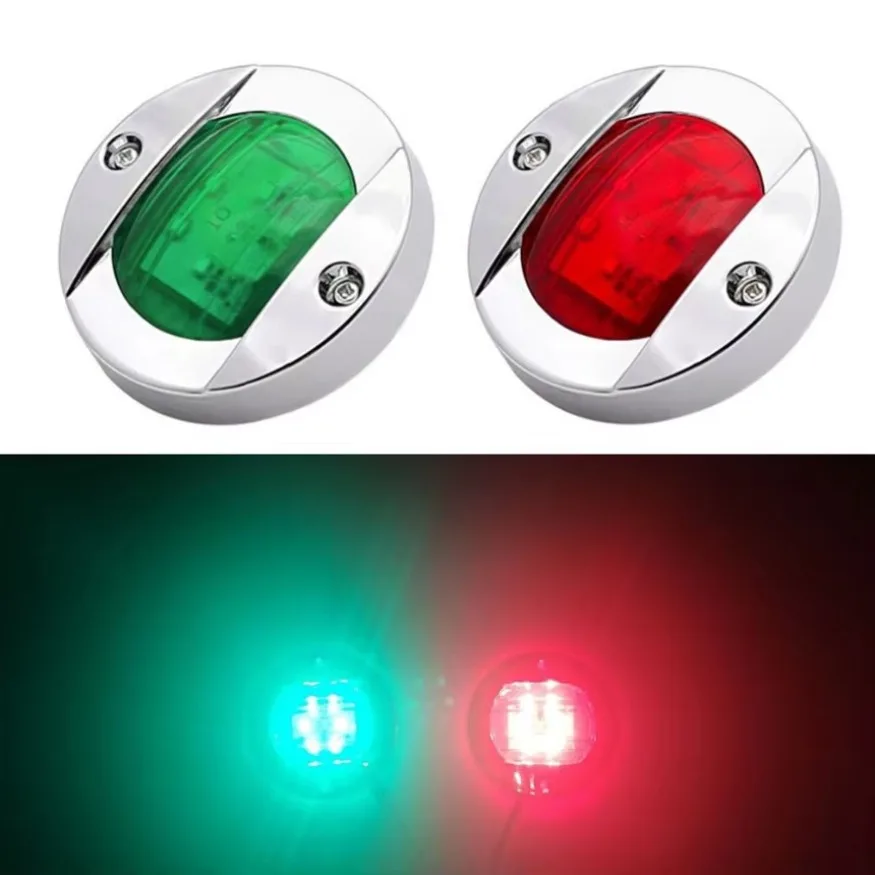 2x Red Green LED Boat Navigation Light 12V IP68 Waterproof Sailing Signal Lamp Marine Yacht Warning Lights