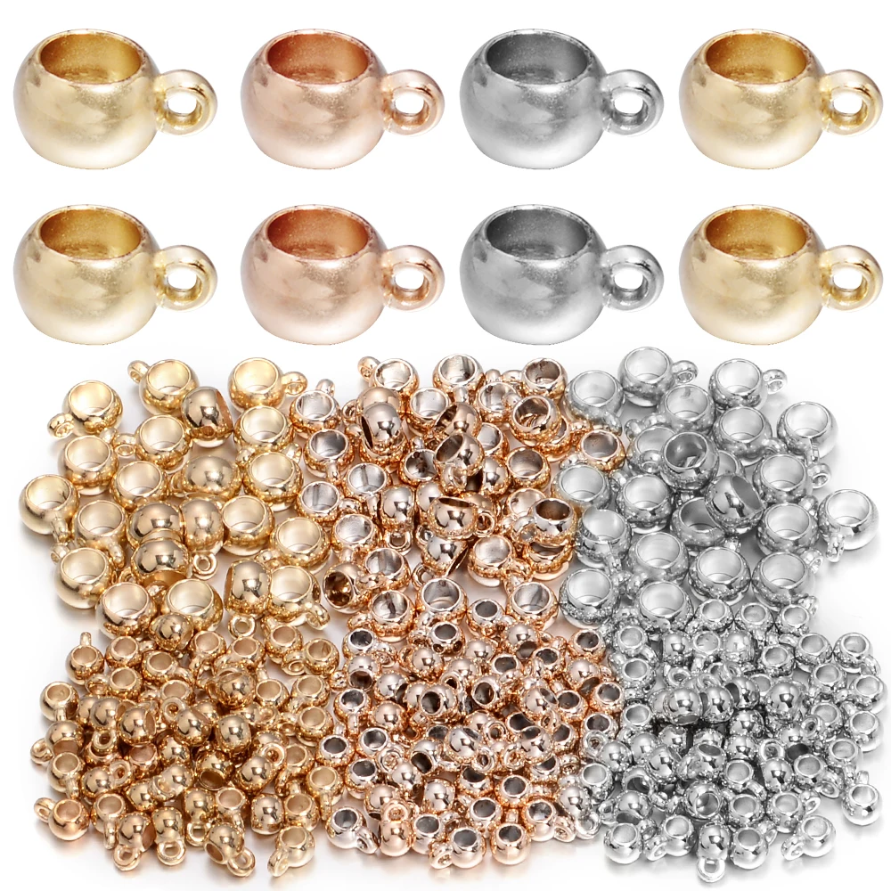 100 Stück CCB Big Hole Perlen 6/8/10 mm lose Distanzperlen mit hängendem Verschluss für Schmuckherstellung DIY Halskette Armbänder Zubehör