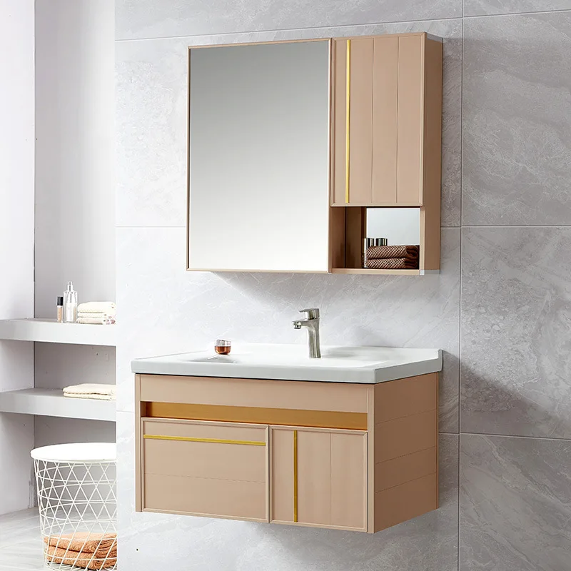 Luxury Wall Mounted Rectangle Mirror Sink Bathroom Cabinet Organizer Sets Bathroom Vanity Bathroom Funiture