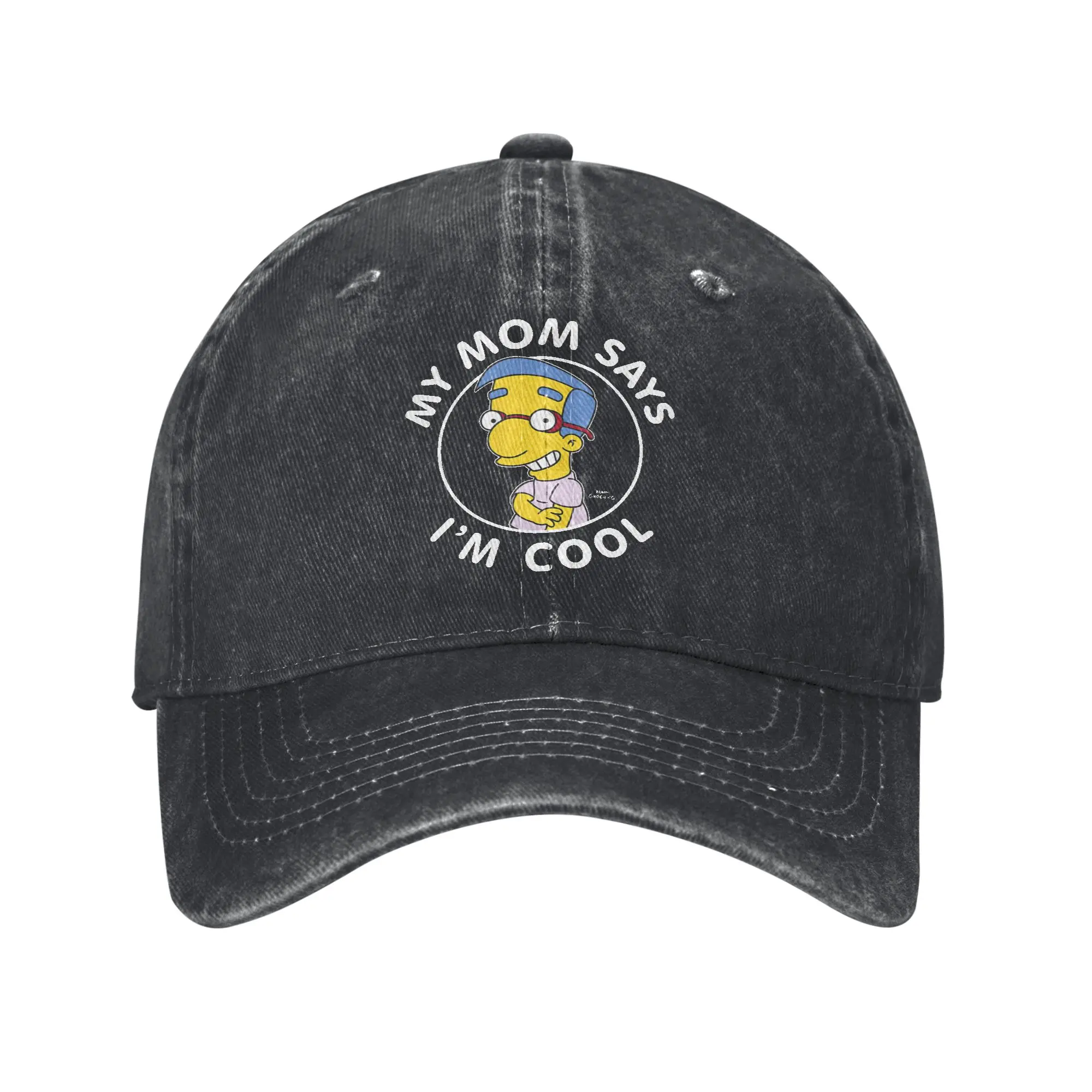 Vintage The Simpson Milhouse My Mom Says I'm Cool Baseball Cap for Men Women Distressed Cotton Snapback Cap Golf  Gift Hats Cap