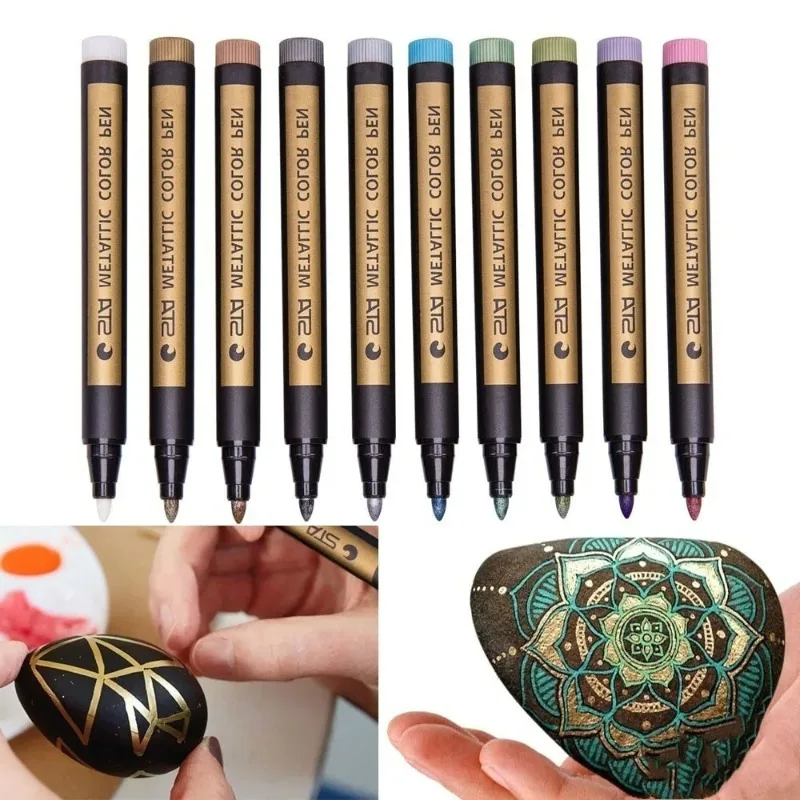 Exquisite Metal Marker Paint Pen Art Permanent Writing Marker Photo Album Gift Card DIY Craft Childrens Stationery 10 Colors