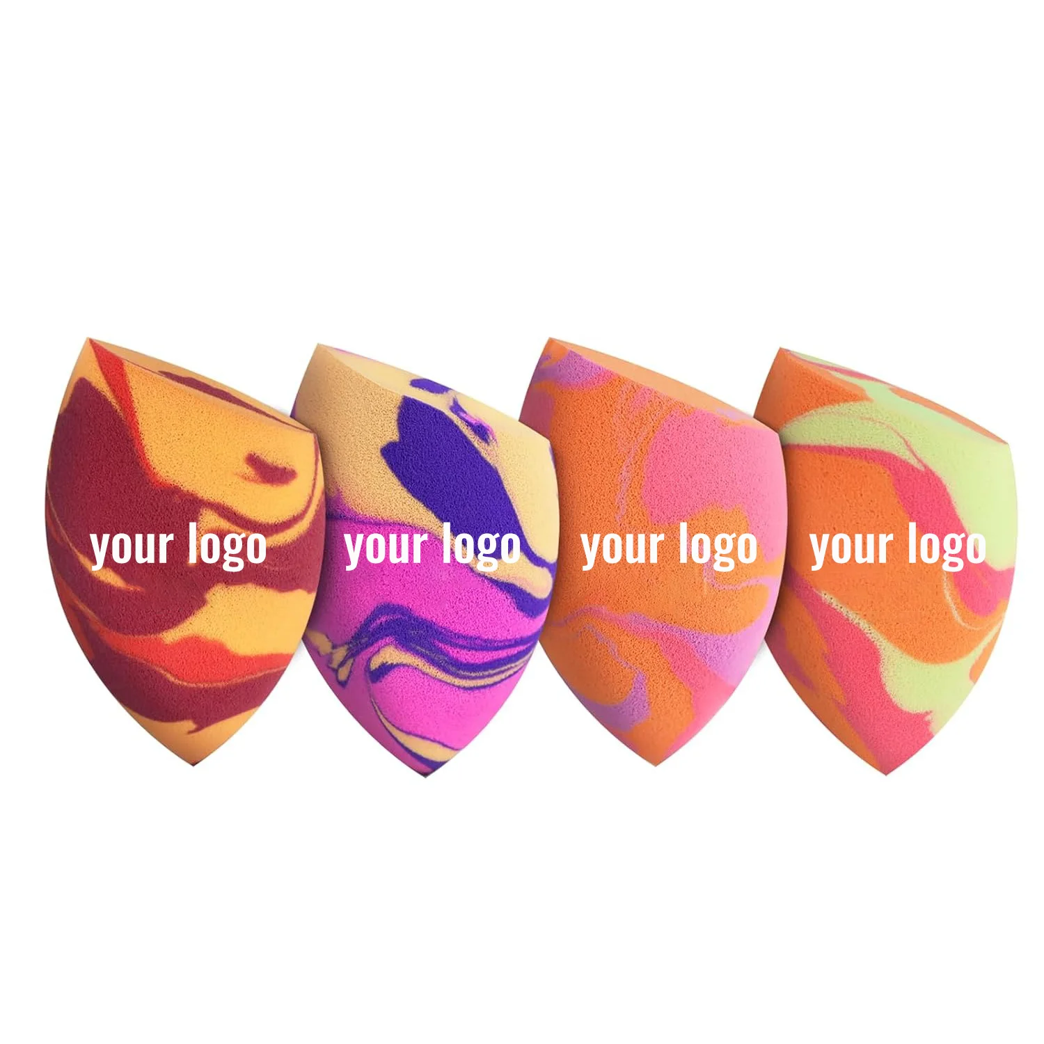 50 stuks aangepast logo draagbare reisformaat schoonheidsspons meerkleurig latexvrij zacht make-up ei voor schoonheid en make-up