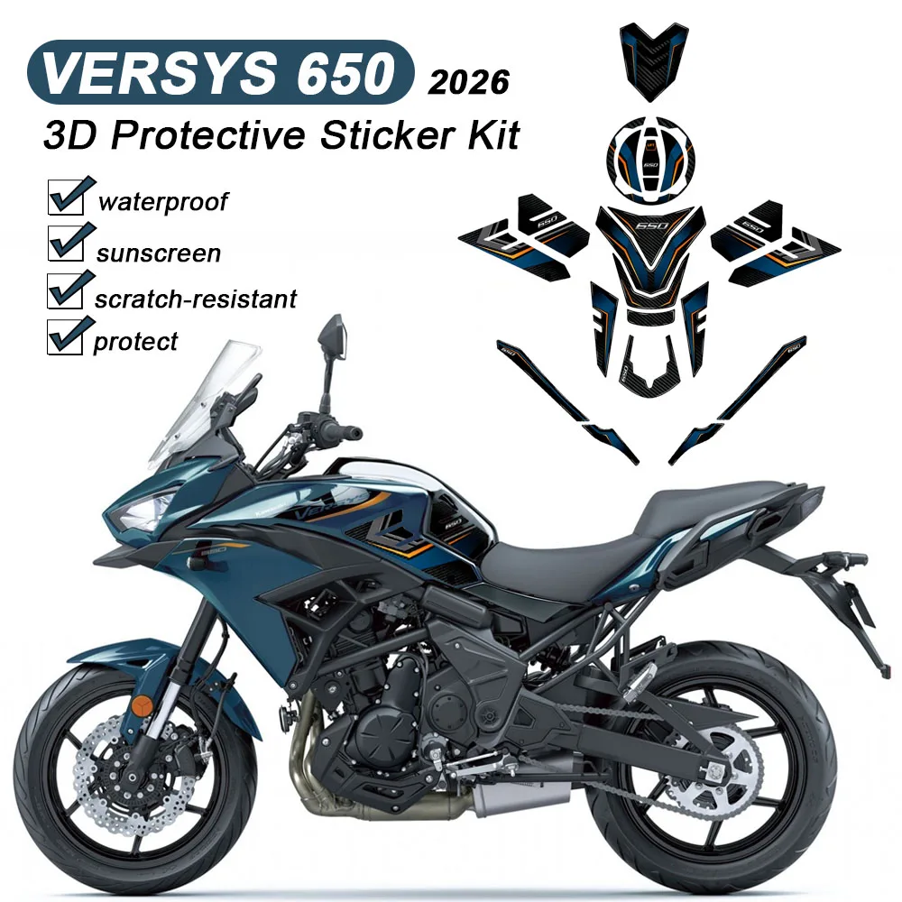 

Для Versys 650 VERSYS650 2026: 3D-наклейка из эпоксидной смолы для мотоцикла, комплект защиты бака, устойчивая к царапинам накладка-деколь, противоскользящая наклейка