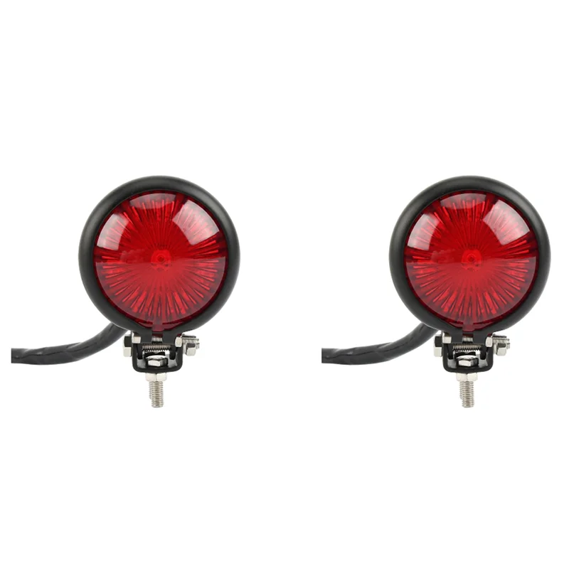 

2X Motorcycle 12V LED Rear Stop Taillight Red Lens For Honda Retro Brake Lamp
