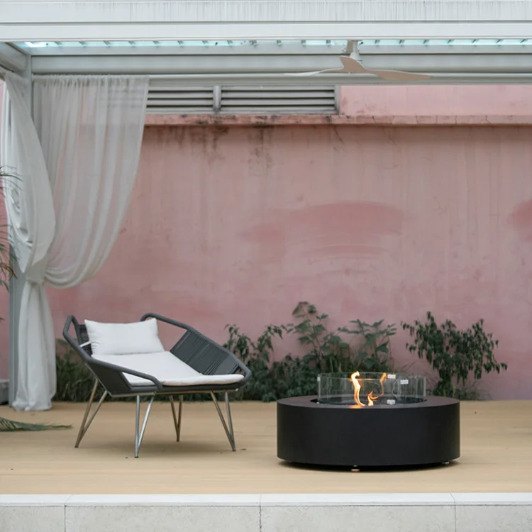 Bioethanol Fireplace,450mm Stainless Steel Ventless Ethanol Fireplace, Circular Insert Fireplace, Outdoor Patio Alcohol Fire Pit