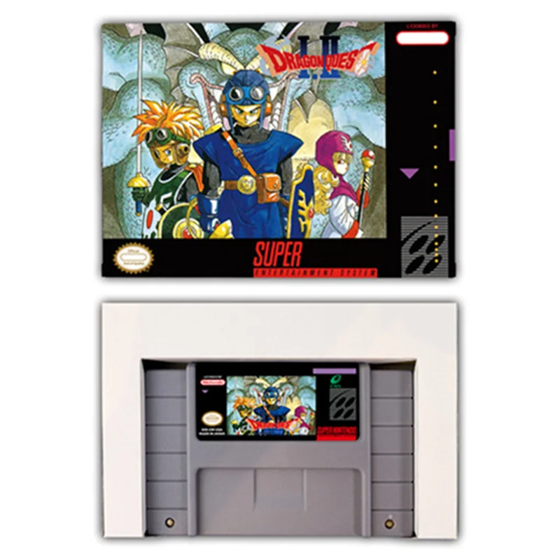 بطاقة لعبة Dragon Quest-I و II RPG لـ SNES ، وحدات تحكم لعبة 16 بت مع صندوق البيع بالتجزئة ، خرطوشة ألعاب الفيديو ، EUR PAL ، الولايات المتحدة الأمريكية ، NTSC