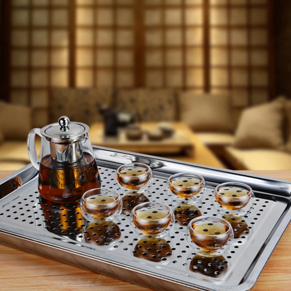 

Stainless Steel Tea Tray 36X27Cm Japanese Style Serving Plate For Home Teahouse Restaurant Buffet Kitchen Bar Use