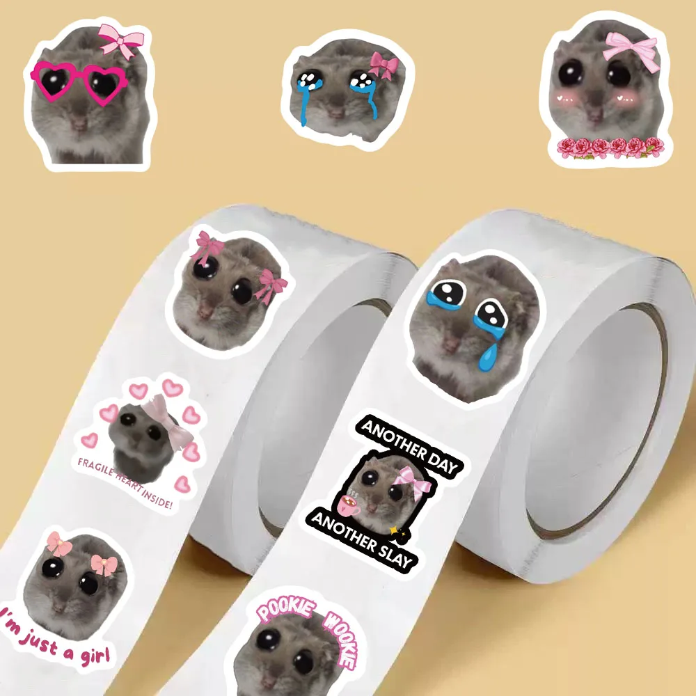 500PCS Sad Hamster Stickers Graffiti Nostalgia Stationery Vintage DIY Scrapbook Laptop Luggage Phone Guitar Scrapbook Sticker