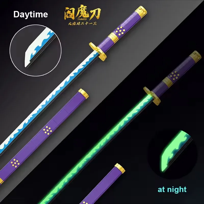 2022 neue 1016 Stücke Anime One Piece Roronoa Zoro Yamato Modell Bausteine Ziegel Kit 98 CM Katana Messer Abbildung Set kind Spielzeug Geschenk