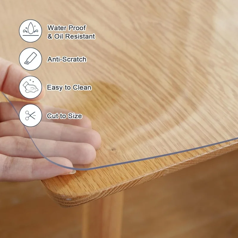 2mm Thick 54 x 96 Inch Clear Table Cover Protector, Plastic Table Protector Dining Room Table, Clear Tablecloth Protector, T