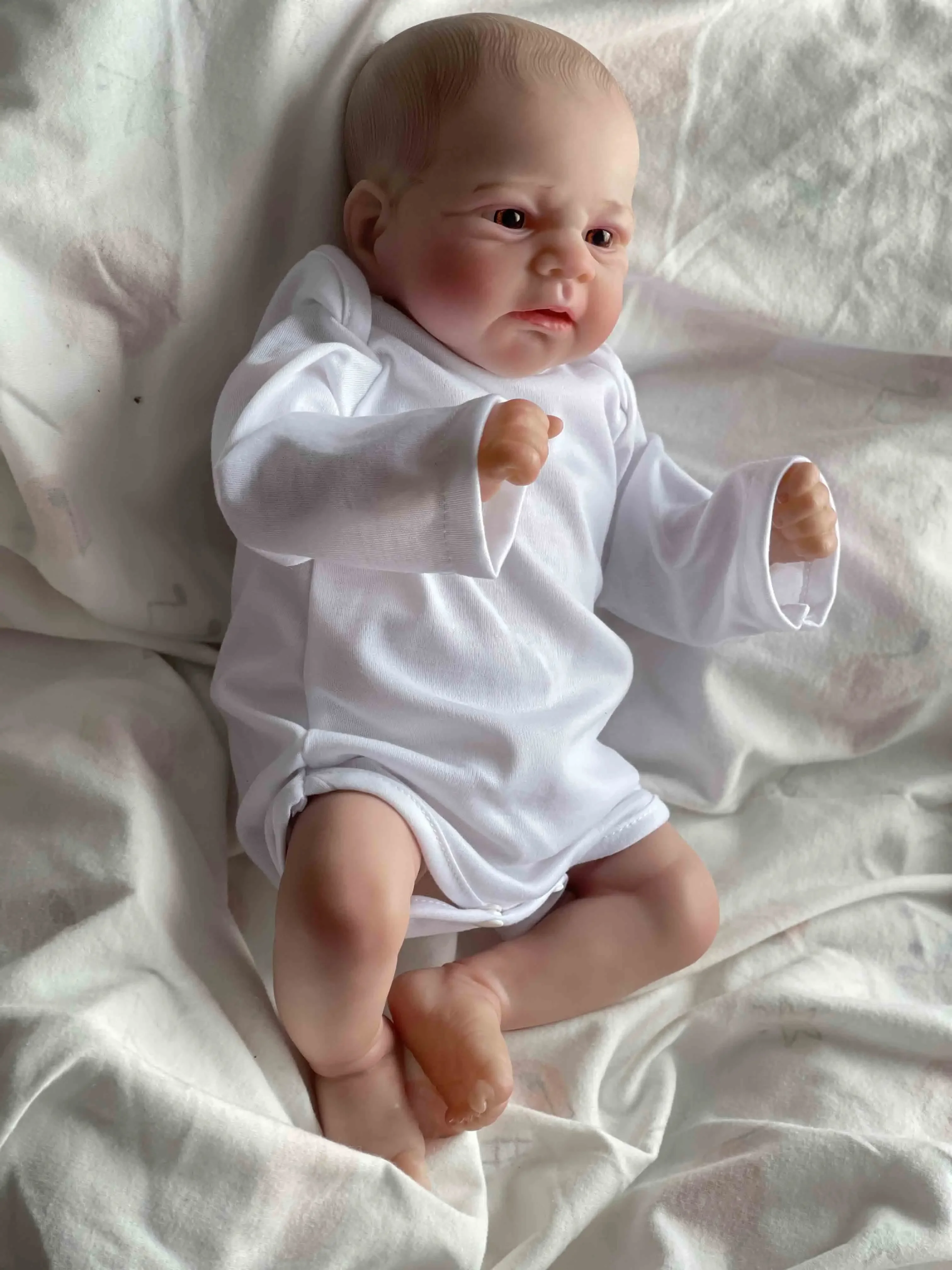 

46CM Reborn Bebe Dolls Baby Elijah Hand Painted Doll 3D Skin with Visible Veins Real Photo Collectible Art Doll