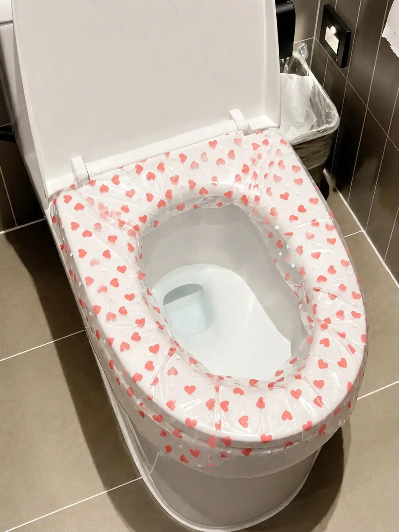 133pcs/roll disposable toilet seat covers, waterproof toilet seat protective film, heart pattern - portable sanitary pads suitable for travel, hotels, public restrooms, and home bathrooms, travel accessories, back-to-school supplies view 2